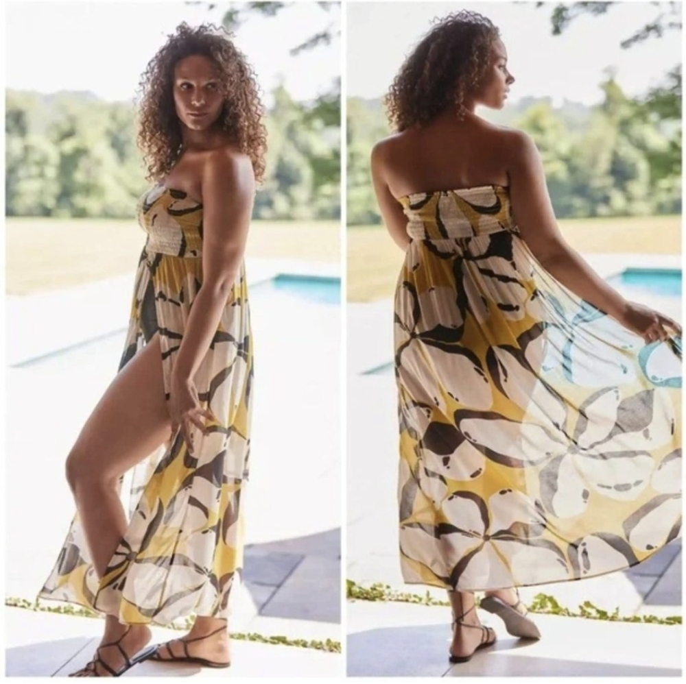 Anthropologie Yellow and Black Swim Coverup